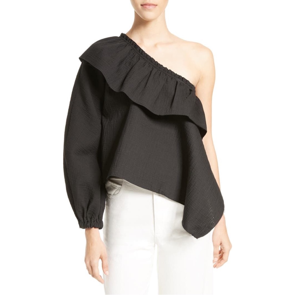 Rachel Comey Georgia One-Shoulder Top In Black
